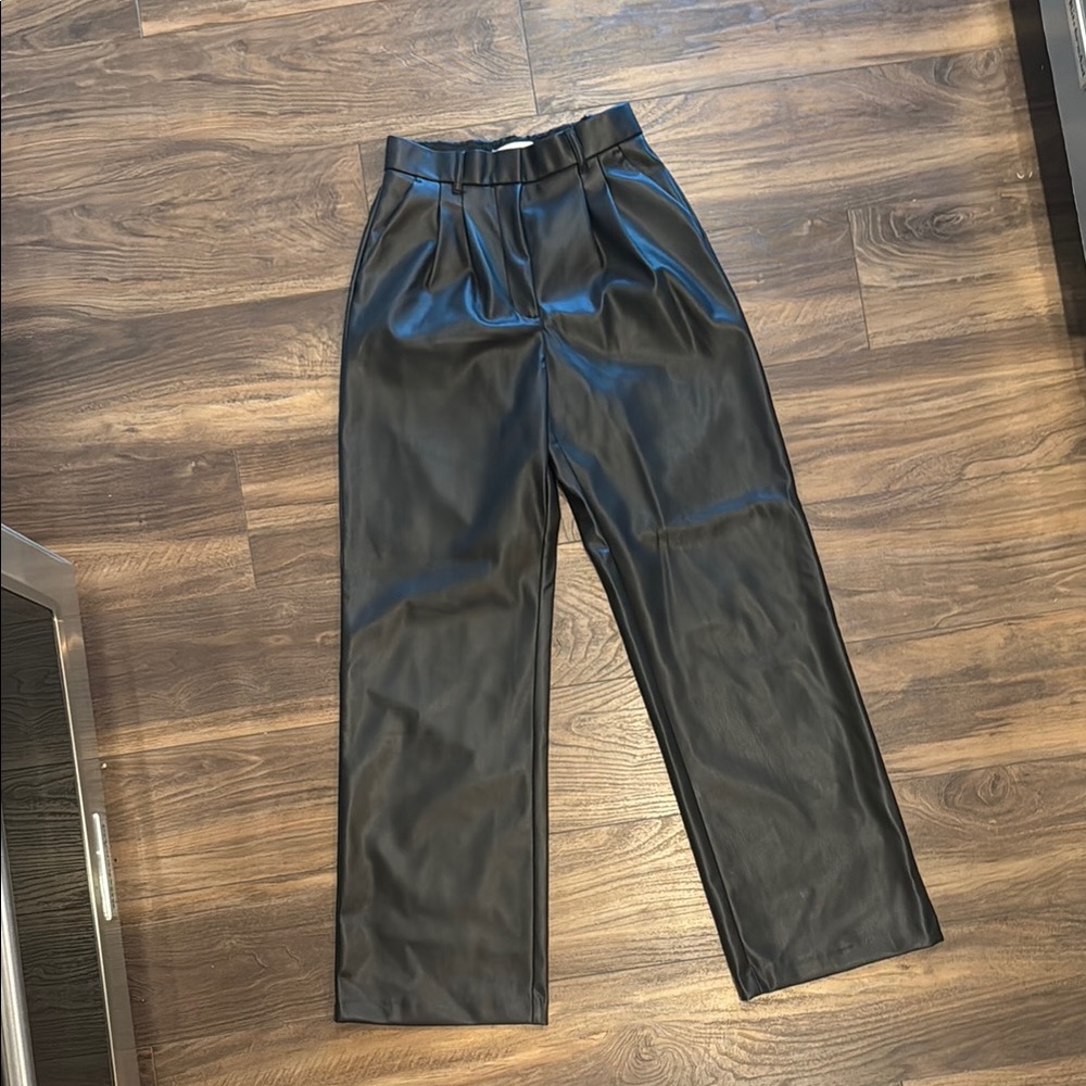 Black Faux Leather Pants